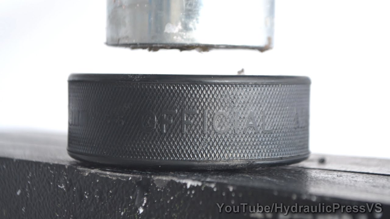 Hockey Puck vs Hydraulic Press It's a puck, not a ball YouTube