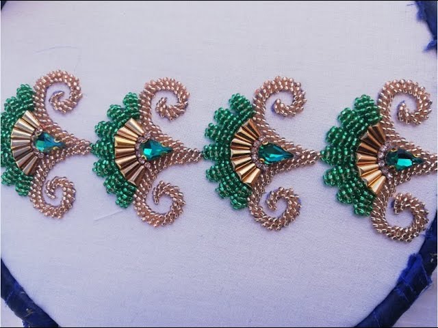 Hand Embroidery beads work,broder line for dress,easy embroidery tutorial -  You…