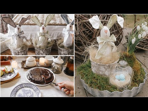 Spring home decor and hobby | chocolate cake | Sewing Easter Bunnies | Silent vlog