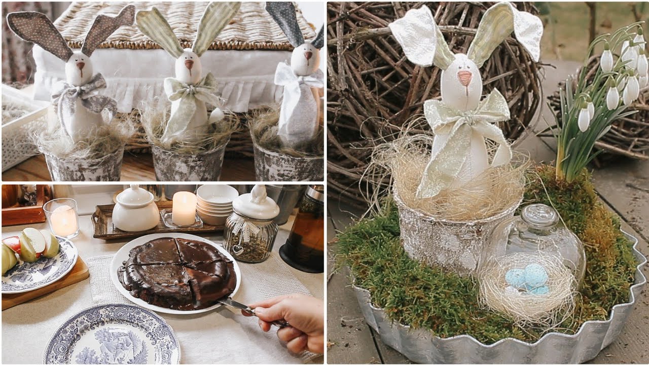 Spring home decor and hobby | chocolate cake | Sewing Easter Bunnies | Silent vlog