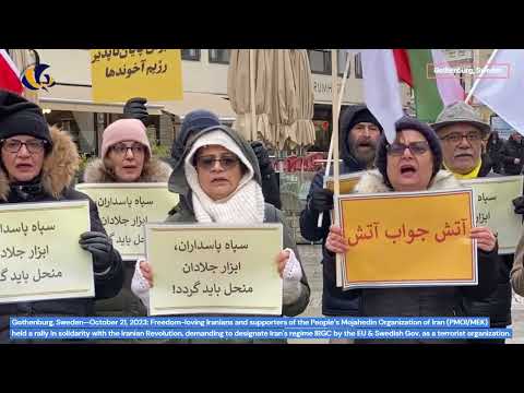 Gothenburg, Sweden—October 21, 2023: MEK Supporters Held a Rally in Support of the Iran Revolution