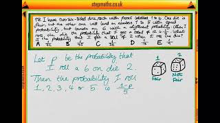 BMAT 2011 Section 2 - Q24 Maths - Probability with unfair dice - Worked Solution