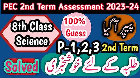 8th Class Science Original Paper 2nd term 2023 |Class 8th Science Paper School Based Assessment 2023