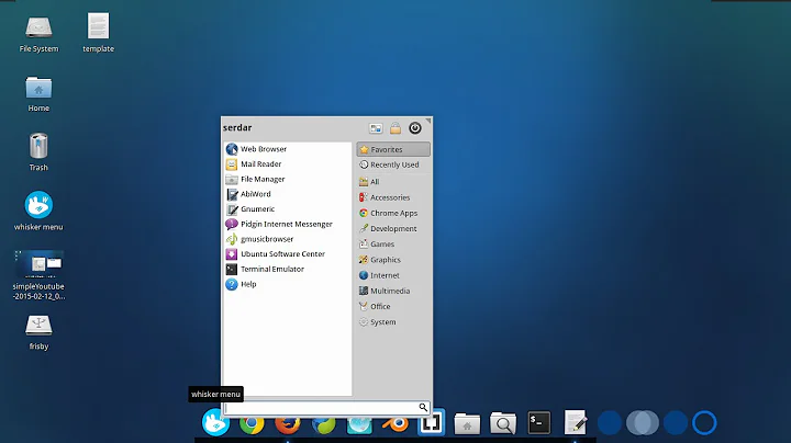 How to add Whisker Menu to plank dock in Xubuntu