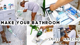 HOW TO CLEAN AND MAKE YOUR BATHROOM SMELL AMAZING : BATHROOM DEEP CLEAN, ORGANIZE & DEODORIZE!