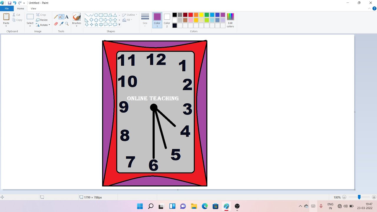 How To draw Clock on computer using MS Paint Purangondaliya 