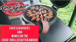Burgers and Wings on the @Char-Griller Auto Kamado 🔥🔥🔥🔥