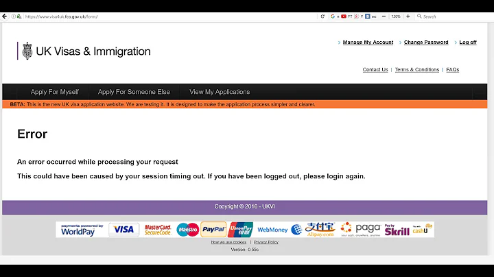 UK Visa An error occurred while processing your request - FIX