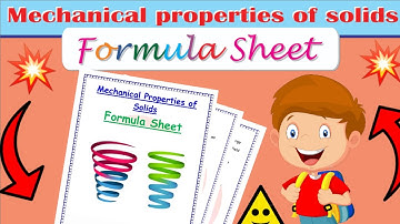 || Formula Sheet | Mechanical properties of solids| Class 11th| Physics chapter 9| @Edustudy_point