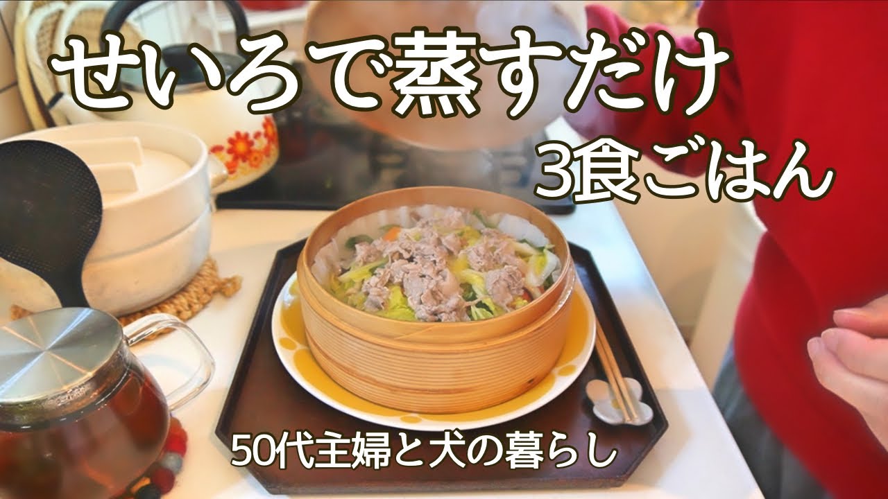 【蒸籠ごはん】朝・昼・夜 / 簡単へルシー3食の記録 / 犬のいる暮らし / 換気扇掃除 / 五十肩について / 50代主婦の日常 / 暮しのvlog