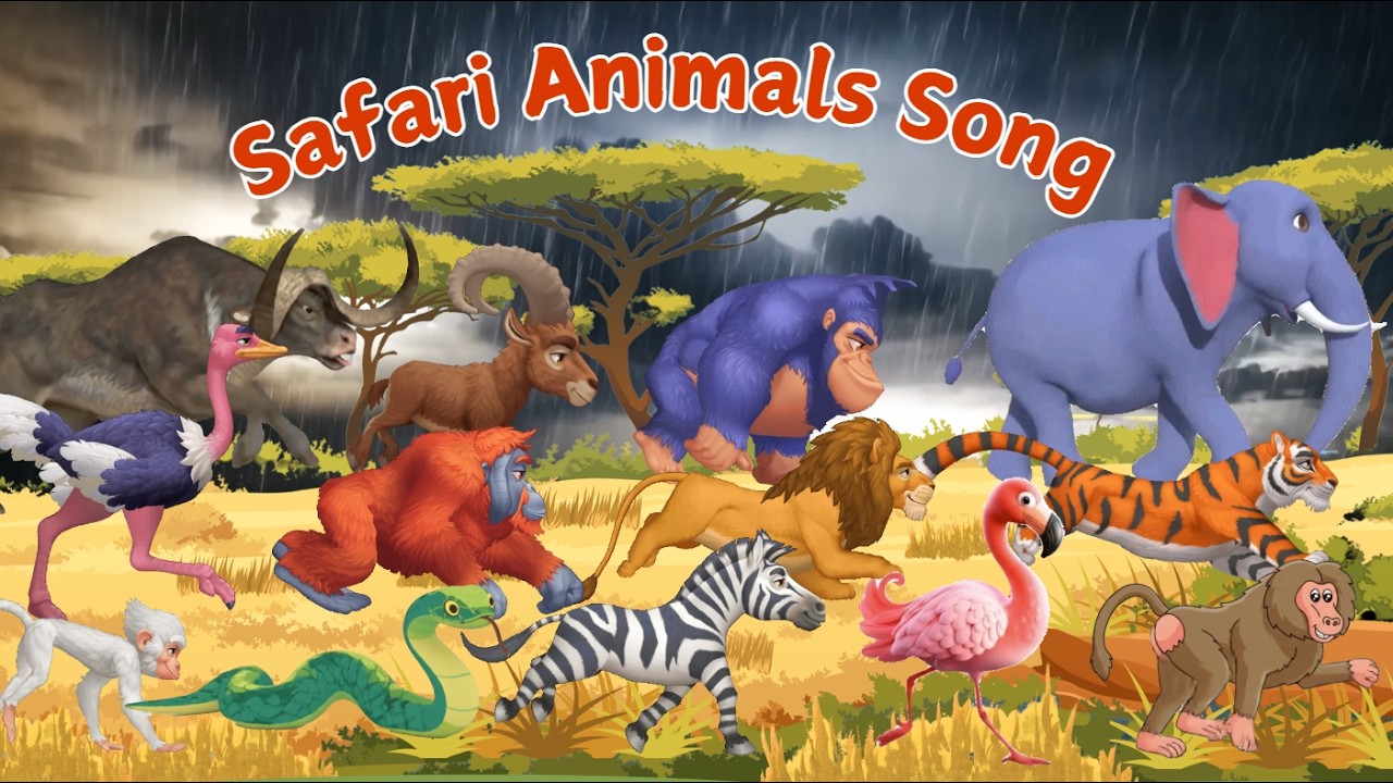 Safari Animal Sounds Song 🦁 Roar, Trumpet & Zoom with Wild Animals 🌴🔥 Best Animals Song for Toddlers