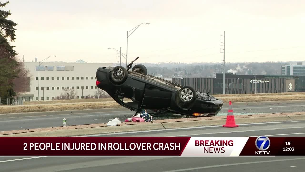 Two people injured after rollover crash in Omaha - YouTube