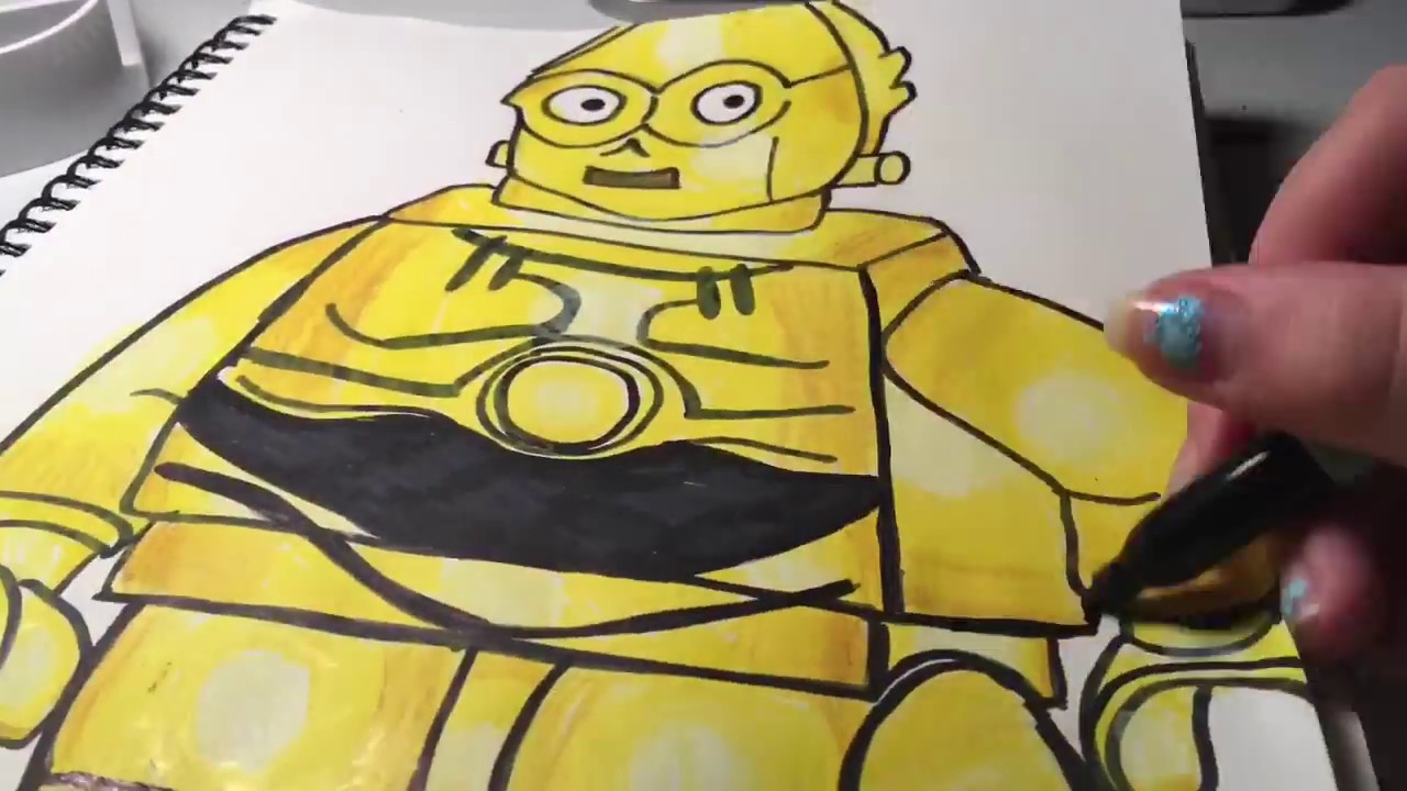 C3PO Lego Version Drawing