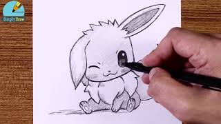 Draw Cute Eevee | Simple Pencil Sketch Tutorial
