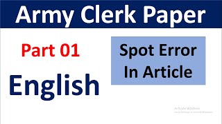 Army Clerk English Part 01 || Army Clerk Paper 2020 || oneplus defence academy