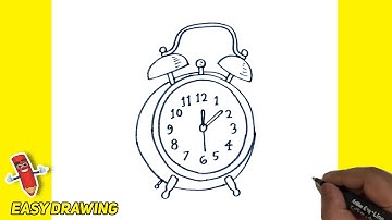 How to Draw a Table Clock Easy | Table Clock Line Drawings Step By Step | Table Clock Illustration