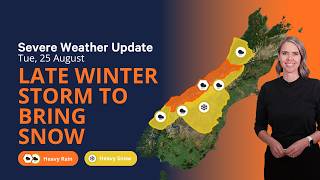 Heavy Rain & Snow for Sth Isl. - Tue 25 August 2026