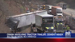 Tractor trailer accident on Mass Pike causes traffic in West Springfield
