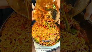 Noodles party today 😂~ Building Wooden Log Cabin in Forest | Survival House Step by Step 46