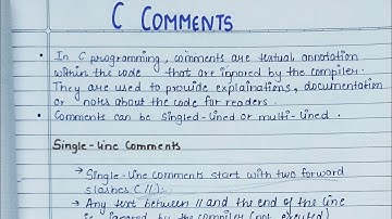 Comments in C programming | Single-line Comment | Multi-line Comment | Example, Meaning | lec-5