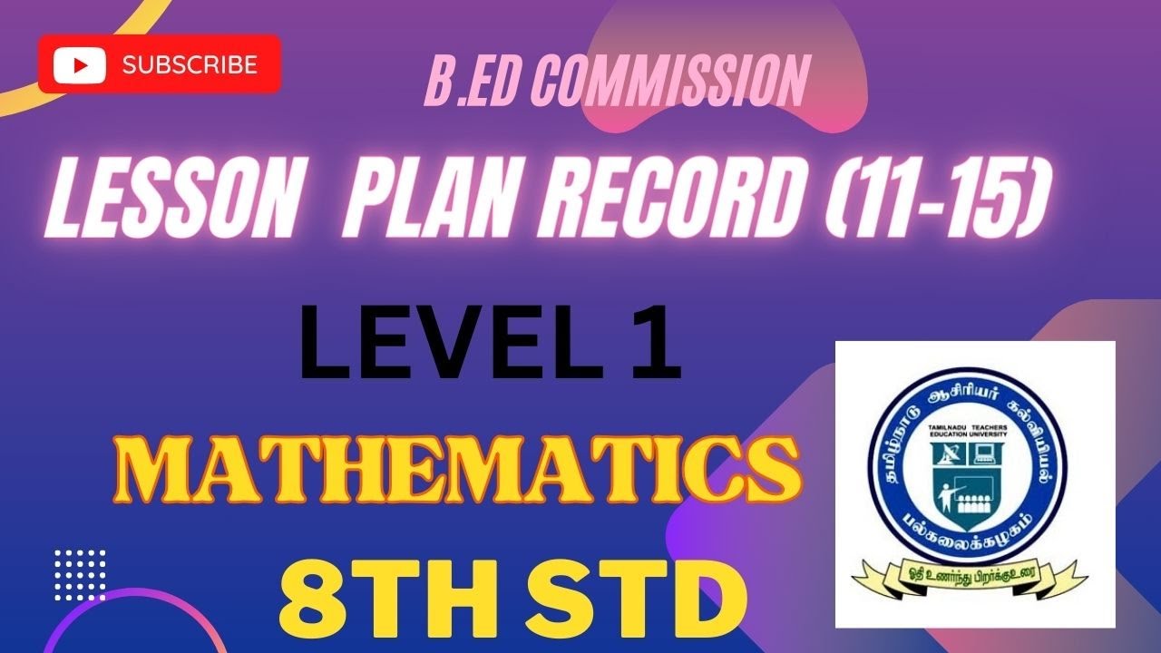 TNTEU LESSON PLAN Record LEVEL 1 11 15 MATHEMATICS RECORD TNTEU LESSON PLAN Record LEVEL 1 11 15 MATHEMATICS RECORD