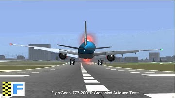 FlightGear 2.9.0: 777-200ER Crosswind Autoland