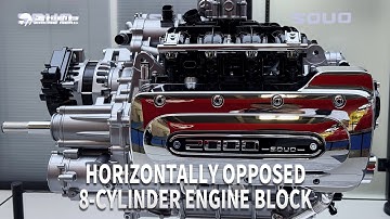 Horizontally opposed 8 cylinder engine block