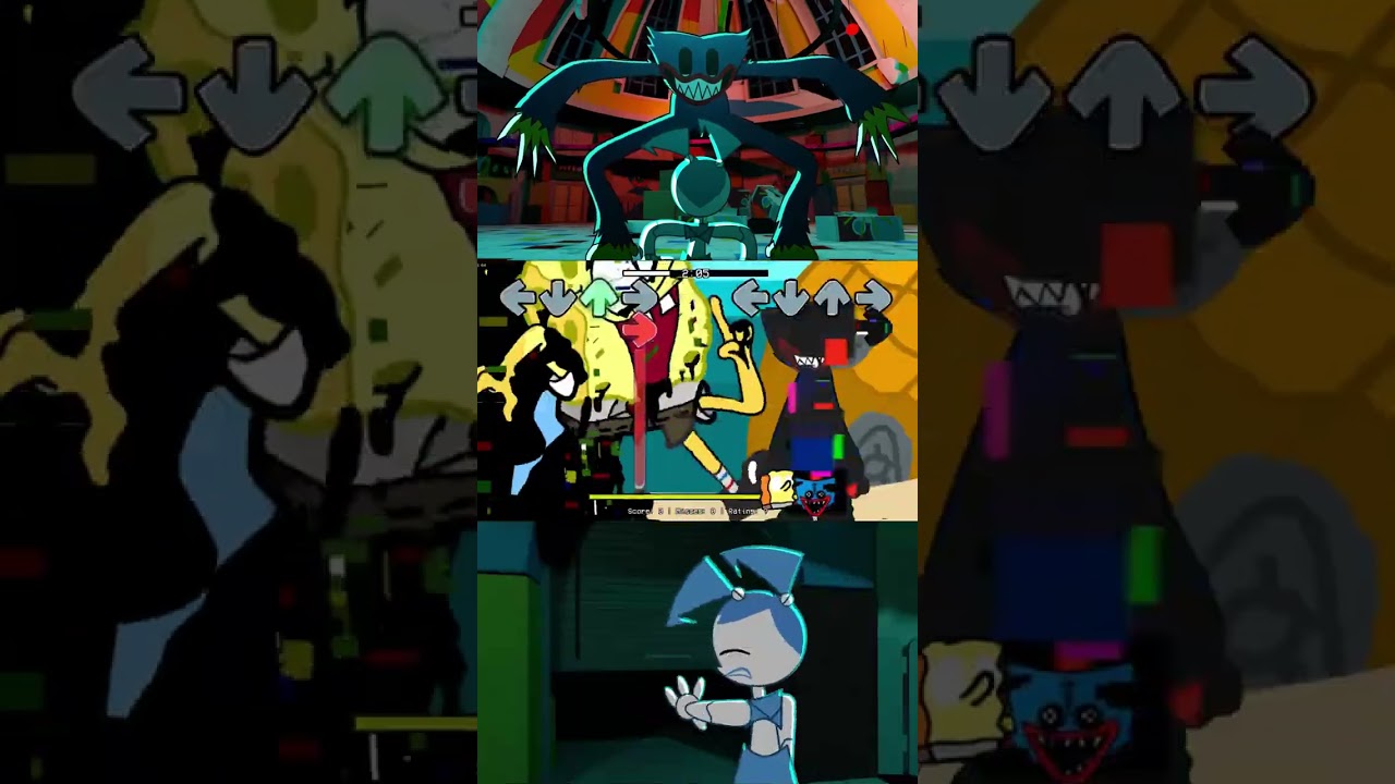 SpongeBob Faces Huggy Wuggy with Blue Patrick Star in Friday Night Funkin' #spongebob #fnf #patri...