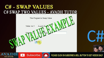 swap value in c#.net | how to swap two values in c# | c# tutorial | avadh tutor