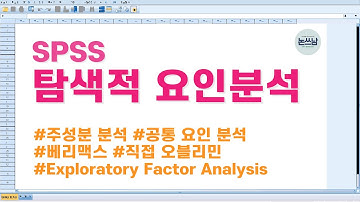 SPSS 탐색적 요인분석(EFA, Exploratory Factor Analysis) 방법 / 논쓰남 완벽 정리 / 주성분 분석 / 공통요인분석 / 베리맥스 / 직접 오블리민