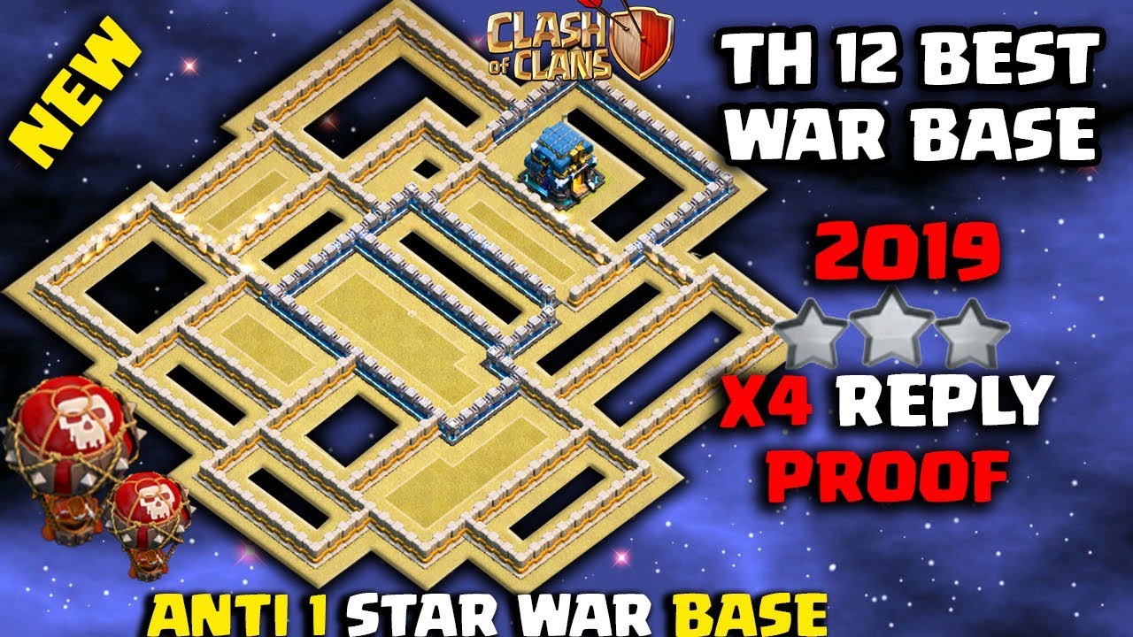 NEW TH 12 UNBEATABLE Best War Base 2019 with 4 Reply Proof | Never 3 star war base | Anti 1 Star coc
