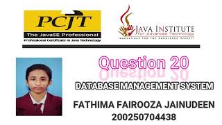 DBMS Question Session Task No 20 | 1st Year | Semester 01 | Java Institute | Fathima Jainudeen