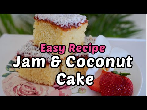 Jam x Coconut Cake | Simple One Bowl Traybake Recipe | Soft Sponge