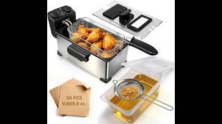 Deep Fryer with Basket, 1600W, 3L Small Deep Fryer with Oil Filtration for Home Use, Fryer Pot