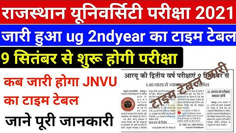 Rajasthan University UG 2nd Year Exam 2021 Time Table| Due Paper वालो का भी जारी | Uniraj Time Table
