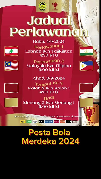 Jadual Perlawanan Pesta Bola Merdeka - Malaysia vs Filipina | Lubnan vs Tajikistan  4/9/2024 #fyp