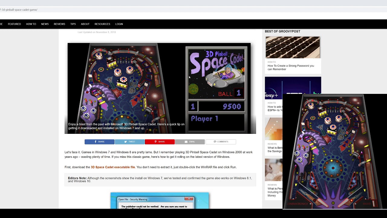 How To Get 3D Pinball Space Cadet On Windows 10!