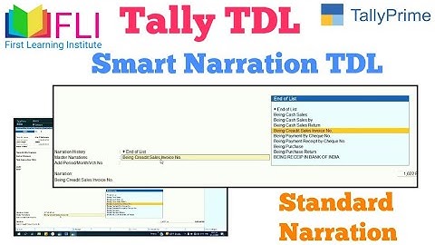 Standard Narration| Auto Narration in TallyPrime| Smart Narration TDL| TDL and Add-on| TallyPrime