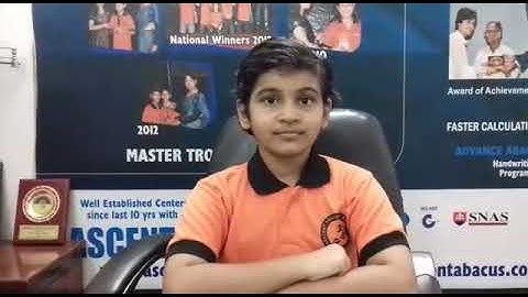 Abacus demo visual addition of a string of 100 numbers in a jiffy by Aarna Niti Pushkar !!