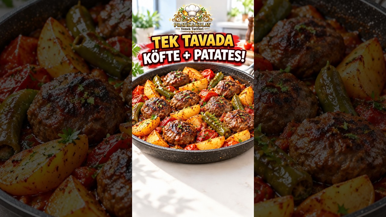 Tek Tavada Köfte + Patates! 😍 Hem Pratik Hem Nefis #akşamyemeği #yemek #food #recipe #short Tek Tavada Köfte + Patates! 😍 Hem Pratik Hem Nefis #akşamyemeği #yemek #food #recipe #short
