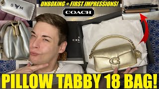 Coach Pillow Tabby 18 UNBOXING! Metallic Soft Gold First Impressions! screenshot 3