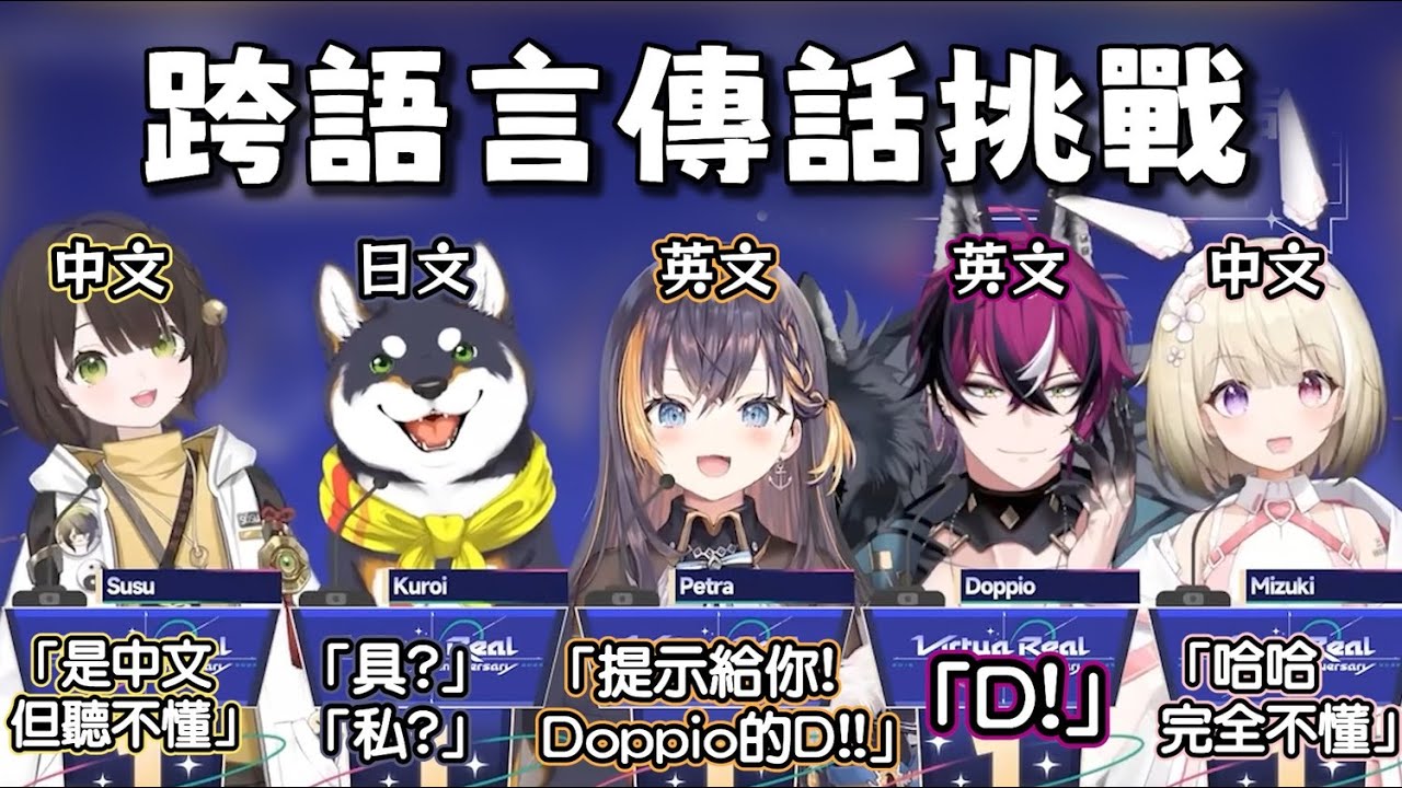 【Virtua Real/Nijisanji EN/にじさんじ】母語者反而當機的傳話遊戲【鬼间/向陽/点酥/黒井しば/Petra Gurin/Doppio Dropscythe/弥月】【中文字幕】