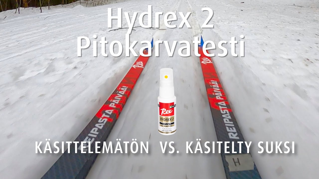 Hydrex2 pitokarvatesti, käsitelty vs käsittelemätön suksi