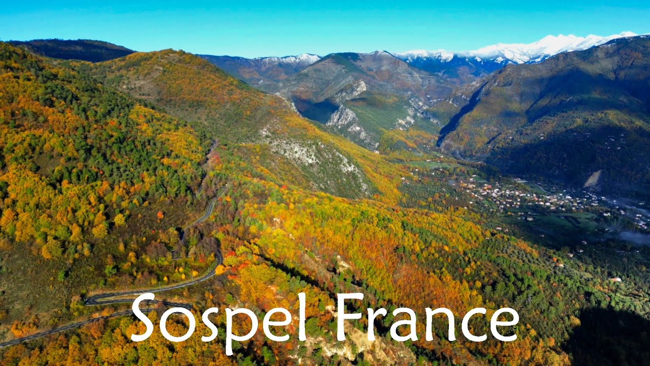 Fall French Alps and Sospel Medieval Town 4K - Fly Nature Relaxing Music Mountain Forest Hiking