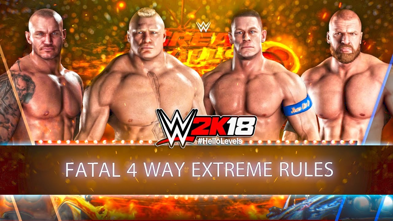 WWE 2K18 Brock Lesnar vs Triple H vs John Cena vs Randy Orton | Fatal 4 Way EXTREME RULES Match
