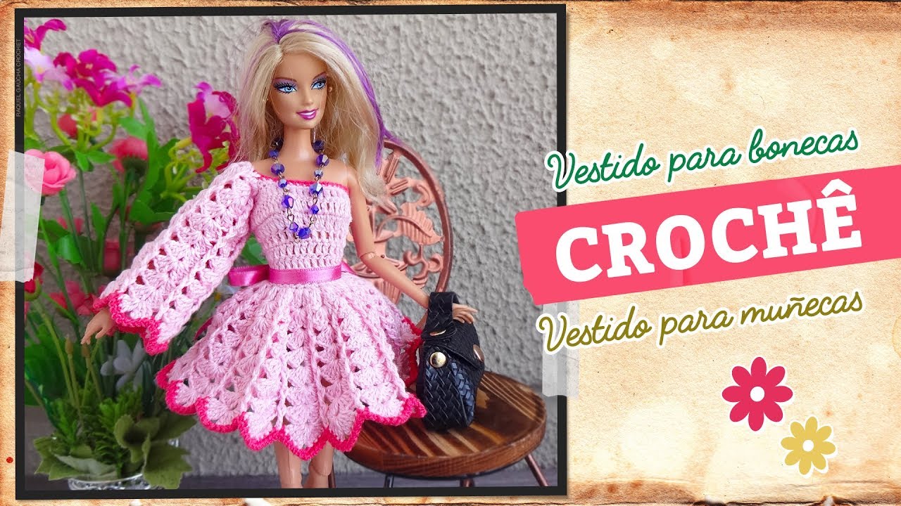 Crochet Easy Short Dress for Dolls (portuguese/spanish) 
