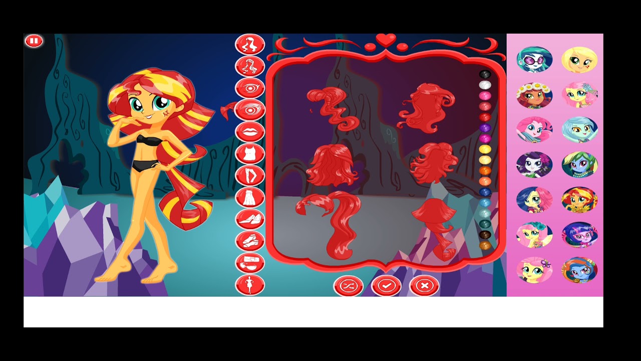 legend of everfree sunset shimmer dress up game