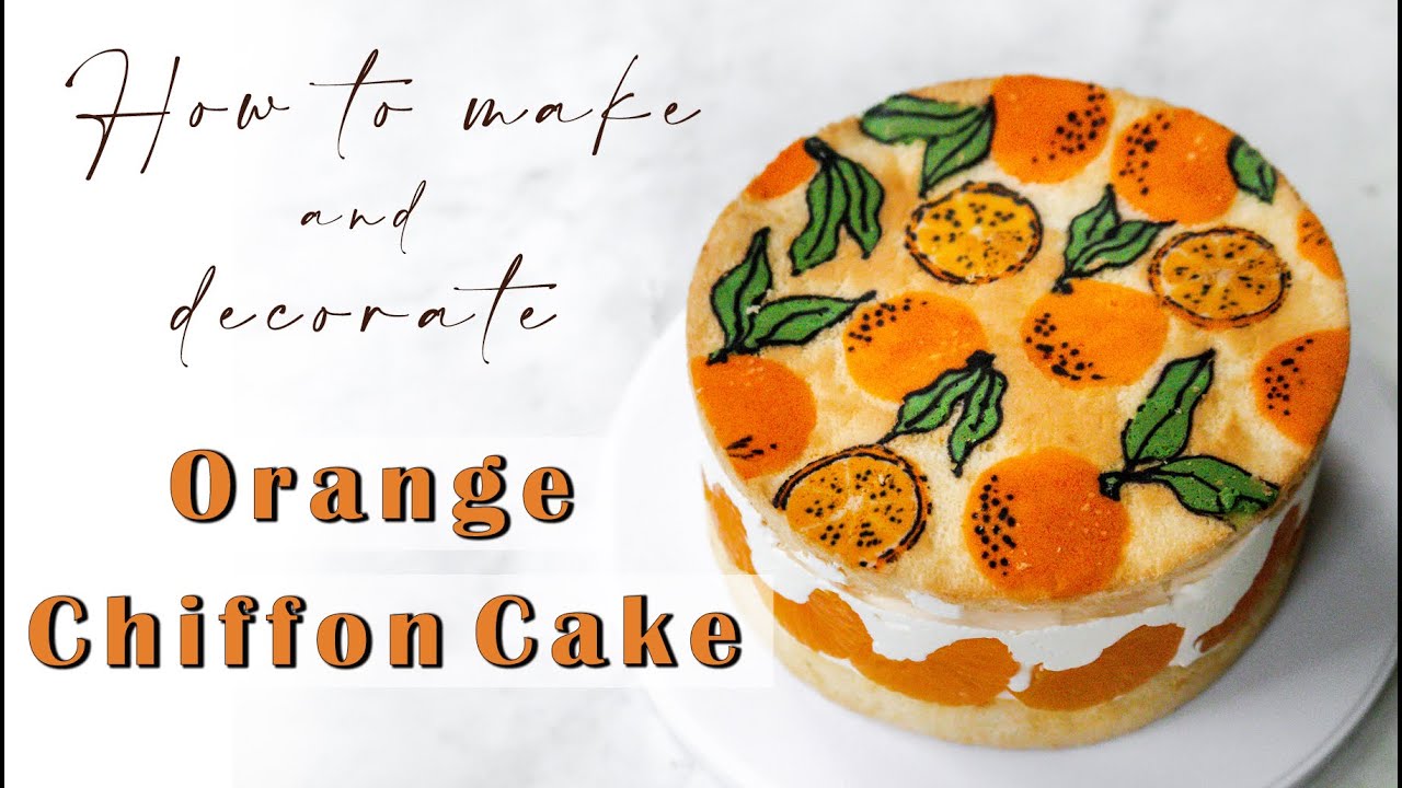 6” Orange Chiffon Cake | Patterned Cake | How to draw with Cake Batter | 橙子戚风蛋糕 | 无需绘画技巧也能完成的彩绘蛋糕