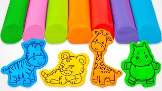Live 🔴 Learn & Create Wild Animals with Play Doh Molds | Preschool Learning Video for Kids