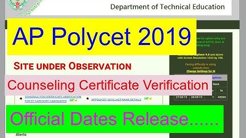 AP Polycet 2019 Certificate Verification Counseling Dates|